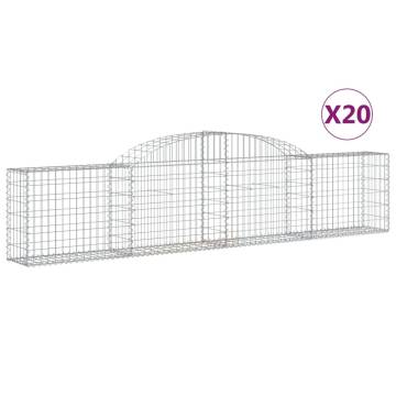 Arched Gabion Baskets - 20 pcs Galvanised Iron Garden Barriers