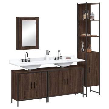 4 Piece Brown Oak Bathroom Furniture Set - Stylish & Space-Saving