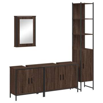 4 Piece Brown Oak Bathroom Furniture Set - Stylish & Space-Saving