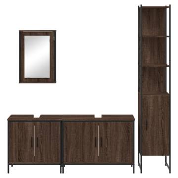 4 Piece Brown Oak Bathroom Furniture Set - Stylish & Space-Saving