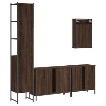 4 Piece Brown Oak Bathroom Furniture Set - Stylish & Space-Saving