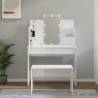 Dressing Table Set with LED High Gloss White Engineered Wood Colour high gloss white Size 96 x 40 x 142 cm Quantity in Package 1 