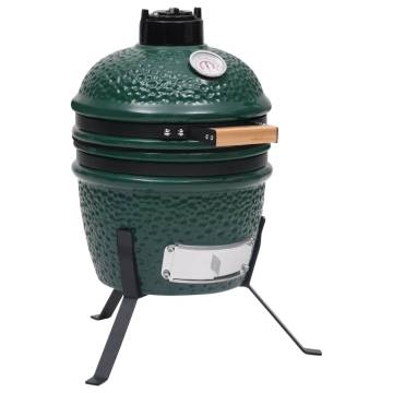 2-in-1 Kamado Barbecue Grill Smoker - Green 56 cm