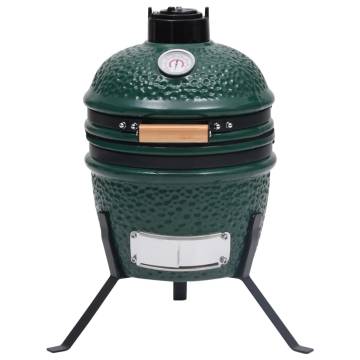 2-in-1 Kamado Barbecue Grill Smoker - Green 56 cm