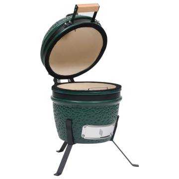 2-in-1 Kamado Barbecue Grill Smoker - Green 56 cm