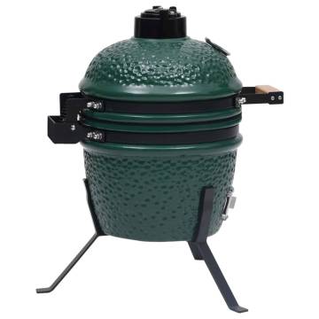 2-in-1 Kamado Barbecue Grill Smoker - Green 56 cm