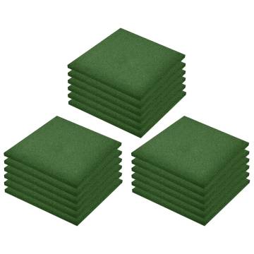 Fall Protection Tiles - 18 Green Rubber Tiles | Hipomarket