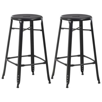 Bar Stools 2 pcs Black Steel - Stylish & Durable Design