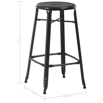 Bar Stools 2 pcs Black Steel - Stylish & Durable Design