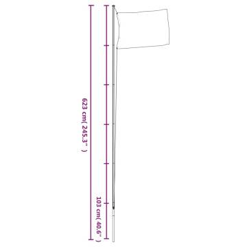 Silver Aluminium Sectional Flagpole 6.23m - Durable & Adjustable