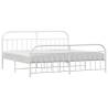 Elegant White Metal Bed Frame 200x200 cm with Headboard & Footboard