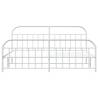 Elegant White Metal Bed Frame 200x200 cm with Headboard & Footboard