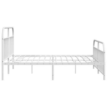 Elegant White Metal Bed Frame 200x200 cm with Headboard & Footboard