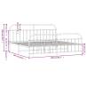 Elegant White Metal Bed Frame 200x200 cm with Headboard & Footboard