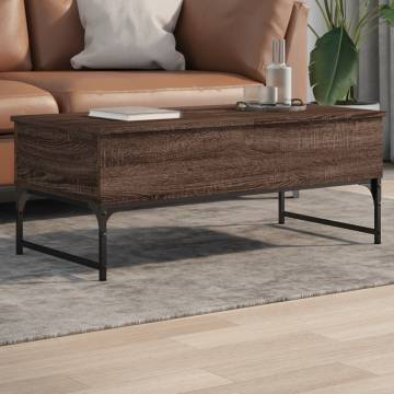 Elegant Brown Oak Coffee Table with Storage - 100x50x40 cm