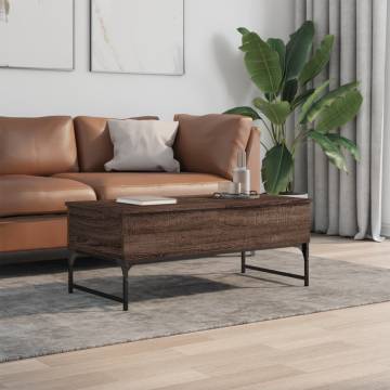 Elegant Brown Oak Coffee Table with Storage - 100x50x40 cm