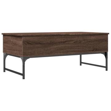 Elegant Brown Oak Coffee Table with Storage - 100x50x40 cm