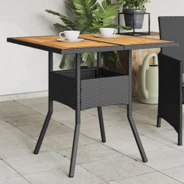 Garden Table with Acacia Wood Top - 80x80 cm Poly Rattan