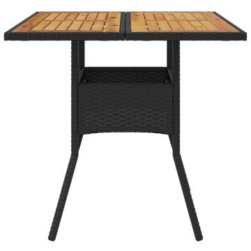 Garden Table with Acacia Wood Top - 80x80 cm Poly Rattan