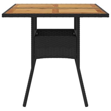 Garden Table with Acacia Wood Top - 80x80 cm Poly Rattan