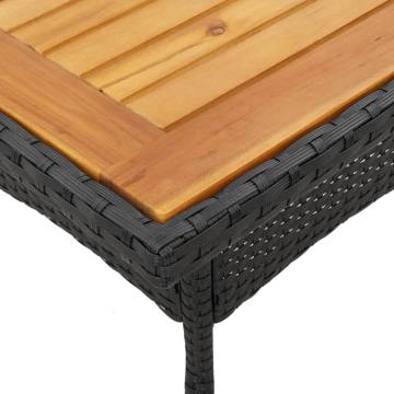 Garden Table with Acacia Wood Top - 80x80 cm Poly Rattan