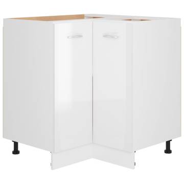 High Gloss White Corner Bottom Cabinet - 75.5x75.5 cm