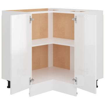 High Gloss White Corner Bottom Cabinet - 75.5x75.5 cm