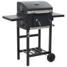 Charcoal-Fueled BBQ Grill with Bottom Shelf - Black