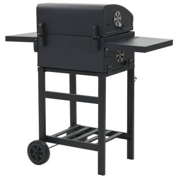 Charcoal-Fueled BBQ Grill with Bottom Shelf - Black