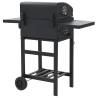 Charcoal-Fueled BBQ Grill with Bottom Shelf - Black