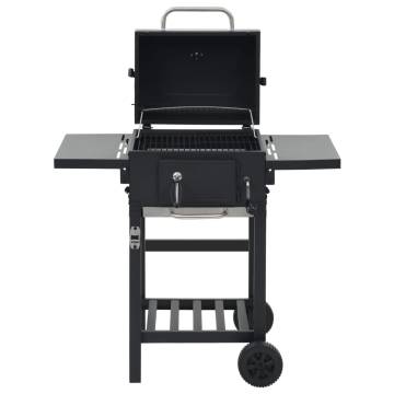 Charcoal-Fueled BBQ Grill with Bottom Shelf - Black