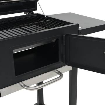 Charcoal-Fueled BBQ Grill with Bottom Shelf - Black