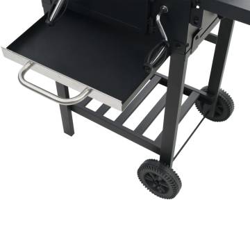 Charcoal-Fueled BBQ Grill with Bottom Shelf - Black