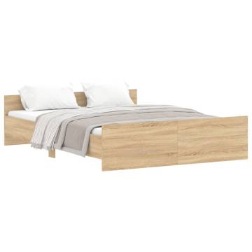 Sonoma Oak Bed Frame with Headboard & Footboard - 160x200 cm