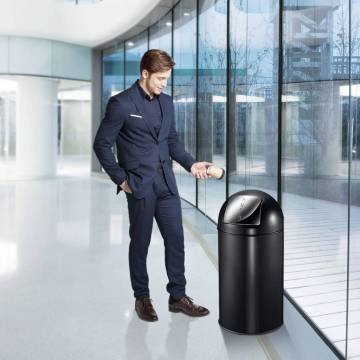 EKO 40L Matte Black Waste Bin with Push Lid - Stylish & Practical