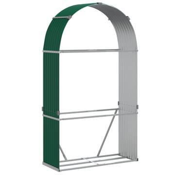 Log Holder Green 120x45x210 cm - Galvanised Steel Storage