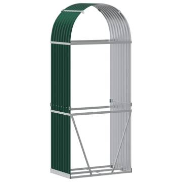 Log Holder Green 80x45x190 cm | Galvanised Steel Storage