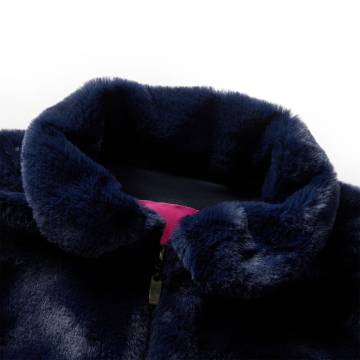 Kids' Faux Fur Navy Coat 140 - Stylish & Durable