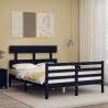 Stylish Black Bed Frame with Headboard - 120x200cm Solid Wood