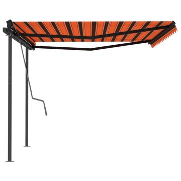 Manual Retractable Awning 4x3.5m - Orange & Brown | HipoMarket