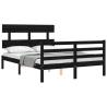 Stylish Black Bed Frame with Headboard - 120x200cm Solid Wood