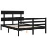 Stylish Black Bed Frame with Headboard - 120x200cm Solid Wood