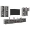 7 Piece TV Wall Cabinet Set with LED Lights Grey Sonoma Colour grey sonoma Quantity in Package 1 