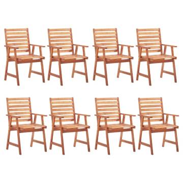 8 pcs Outdoor Dining Chairs - Solid Acacia Wood Set