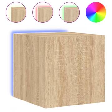 Stylish TV Wall Cabinets with RGB LED Lights - Sonoma Oak