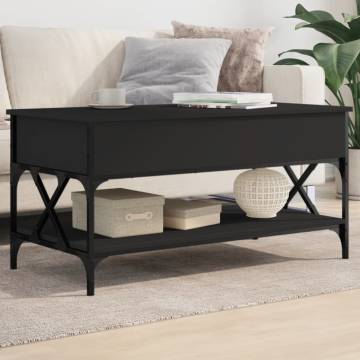 Elegant Black Coffee Table 100x50x50 cm - Engineered Wood & Metal