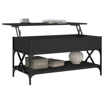 Elegant Black Coffee Table 100x50x50 cm - Engineered Wood & Metal