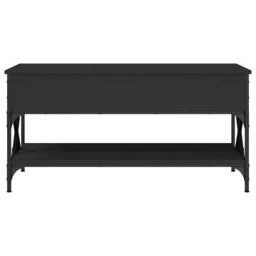 Elegant Black Coffee Table 100x50x50 cm - Engineered Wood & Metal