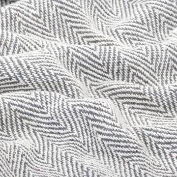 Soft Grey Cotton Herringbone Throw 160x210 cm | HipoMarket