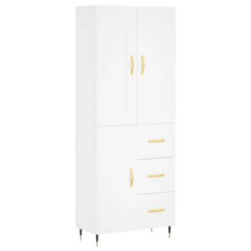 Stylish Highboard White 69.5x34x180 cm - Durable Storage Solution